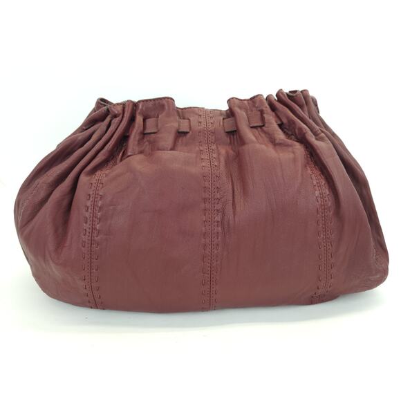 Adrienne Vittadini Hobo Bag Burgundy Leather Shoulder Slouchy Pocket Boho Y2K - Picture 4 of 14